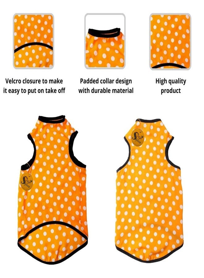 سايج سكوير تيشيرت للكلاب مطبوع عليه رسومات مربعة مميزة، تيشيرت رائج للكلاب، فائق النعومة وخفيف الوزن، ملابس مريحة وجيدة التهوية للكلاب، زي عصري (مقاس متوسط - 16 بوصة) (برتقالي منقط) - Image 4